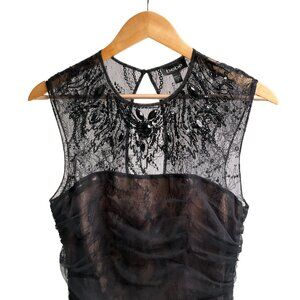 Women's Dress, Black Beaded Lace Midi Dress, Bebe Brand Size S